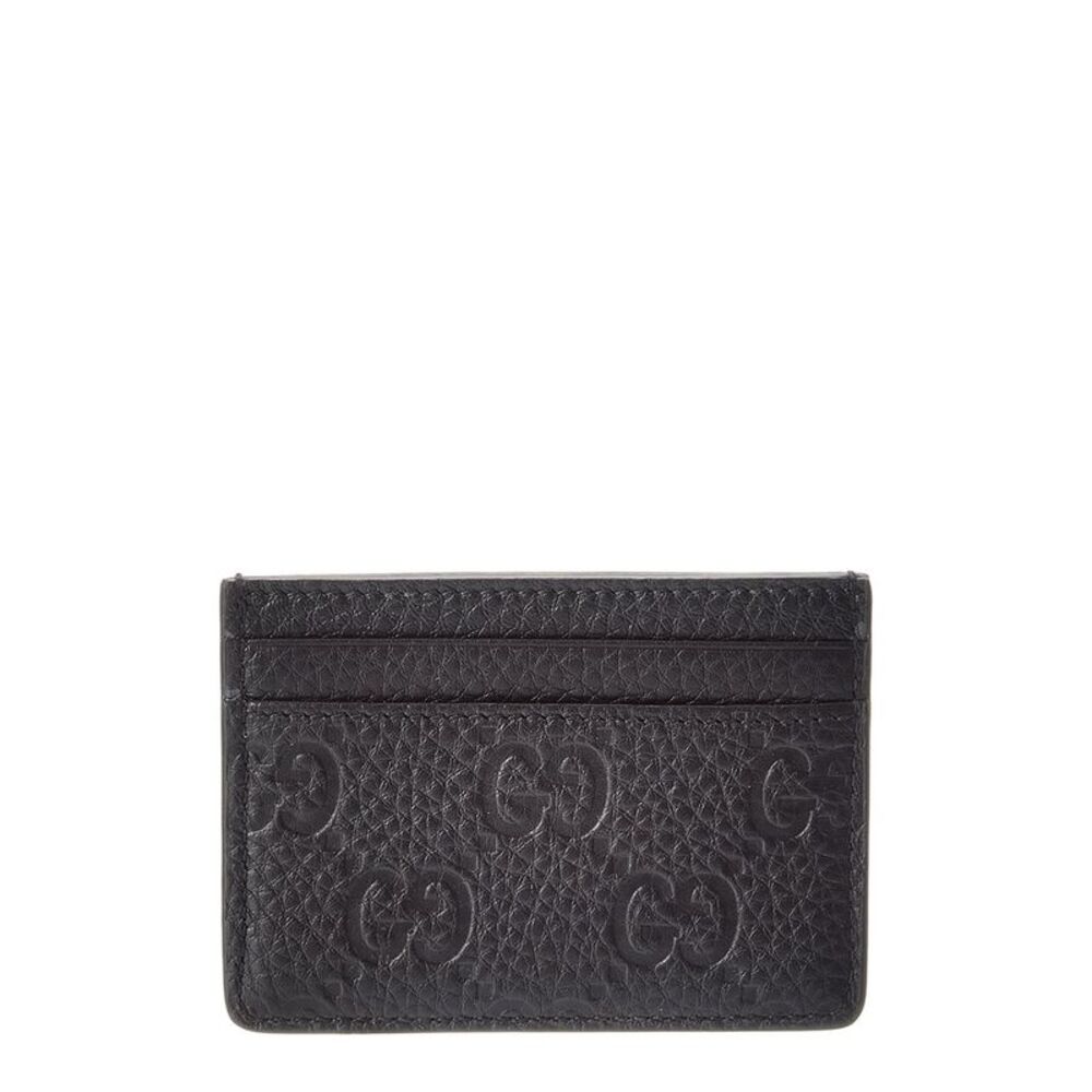 Gucci Gg Emblem Leather Card Case, Black